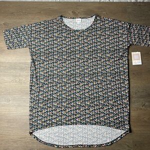 NWT LuLaRoe Women’s Multi Colored Irma Short Sleeve Tunic Top, size XL